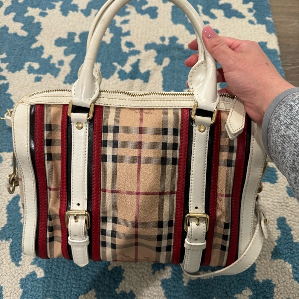 Burberry Women's Beige and Red Plaid Bag - Picture 9 of 16